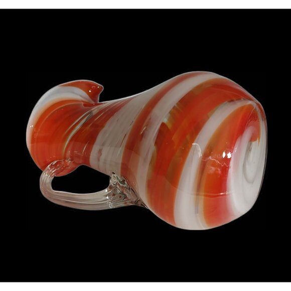 Smith's Old Timer Glass Handblown Red & White Swirl Pitcher Decorative Vase,9.5" - Picture 9 of 12